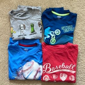 Lot of 4 - Size 4-5 Boys Short Sleeve Shirts - Baseball - Minecraft - Size XS
